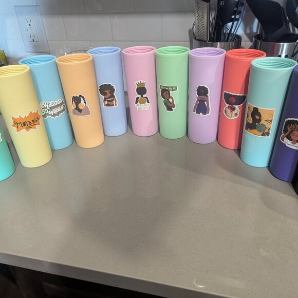 Multicolor Skinny Tumblers with Lids and Straws (12 pack) - 16oz Double Wall Acr - Picture 1 of 6